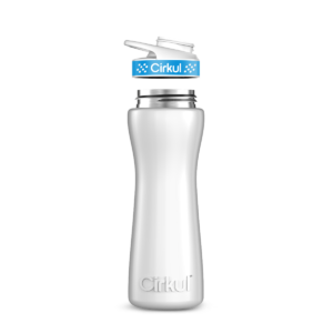 22oz. White Stainless Steel Bottle with Blue Comfort Grip Lid